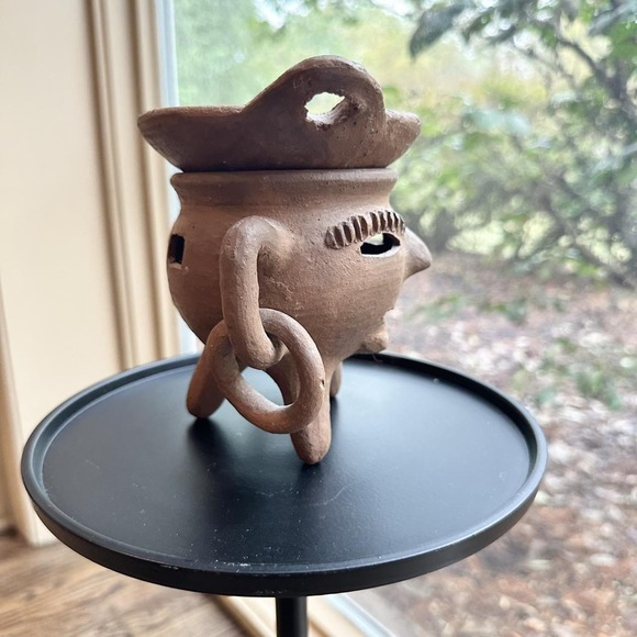 Handmade artisan pottery nicaraguan terracotta clay potpourri holder decorative - Picture 7 of 8